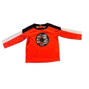 Koala Kids Orange Soccer Camo Long Sleeve Shirt 3-6 Months Snap Neck Top (0940)